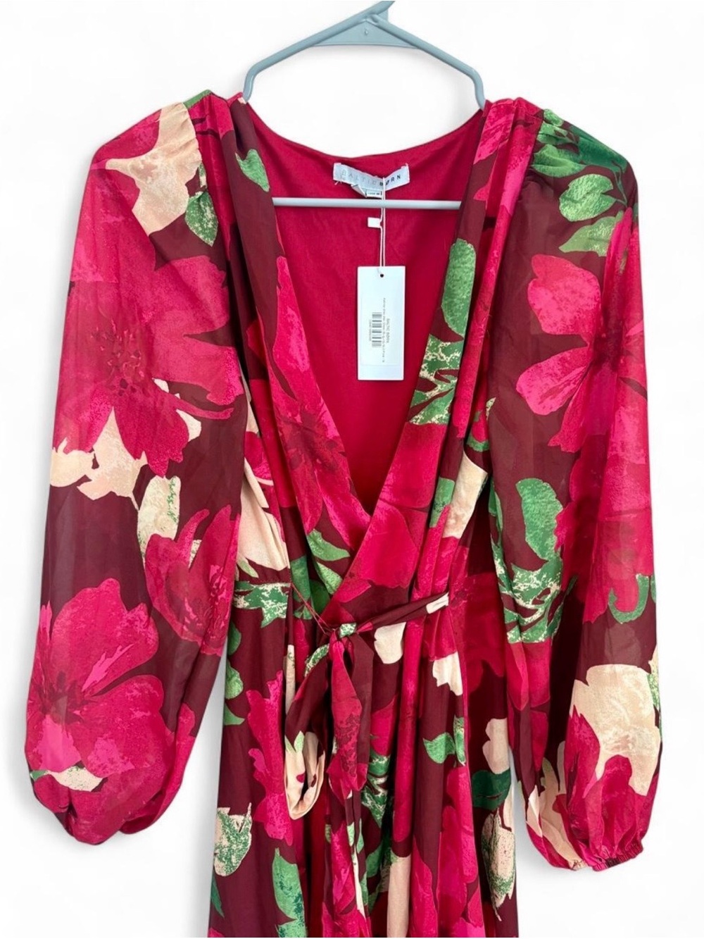 NWT Baltic Born Floral Wrap Maxi Dress Medium Chiffon Formal Elegant Wedding - Picture 3 of 8